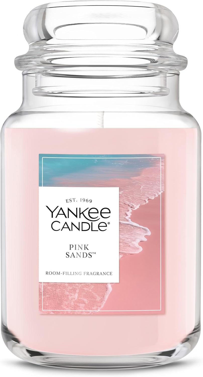 Yankee Candle Large Jar Scented Candle with up to 150 Hour Burn Time, Premium Plant Wax Blend for Cleaner Consistent Burn and Room Filling Fragrance, 22 oz, Pink Sands