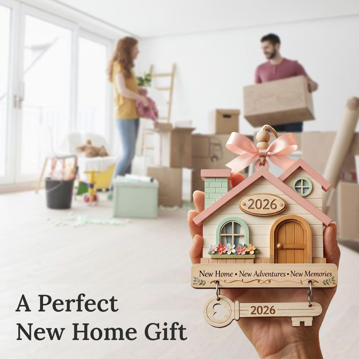 New Home Ornament 2026, New Home Gifts, Housewarming Presents, New House Gift, Welcome Home Gift, First Home Gifts, Home Sweet Home Decor, 4x4 inch (ONM Newhome Eco)