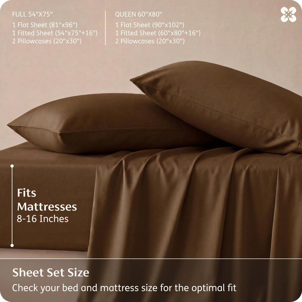 Bedsure Sheet Queen Size - 4 Piece 100% Bamboo Rayon Sheet Set Dark Grey