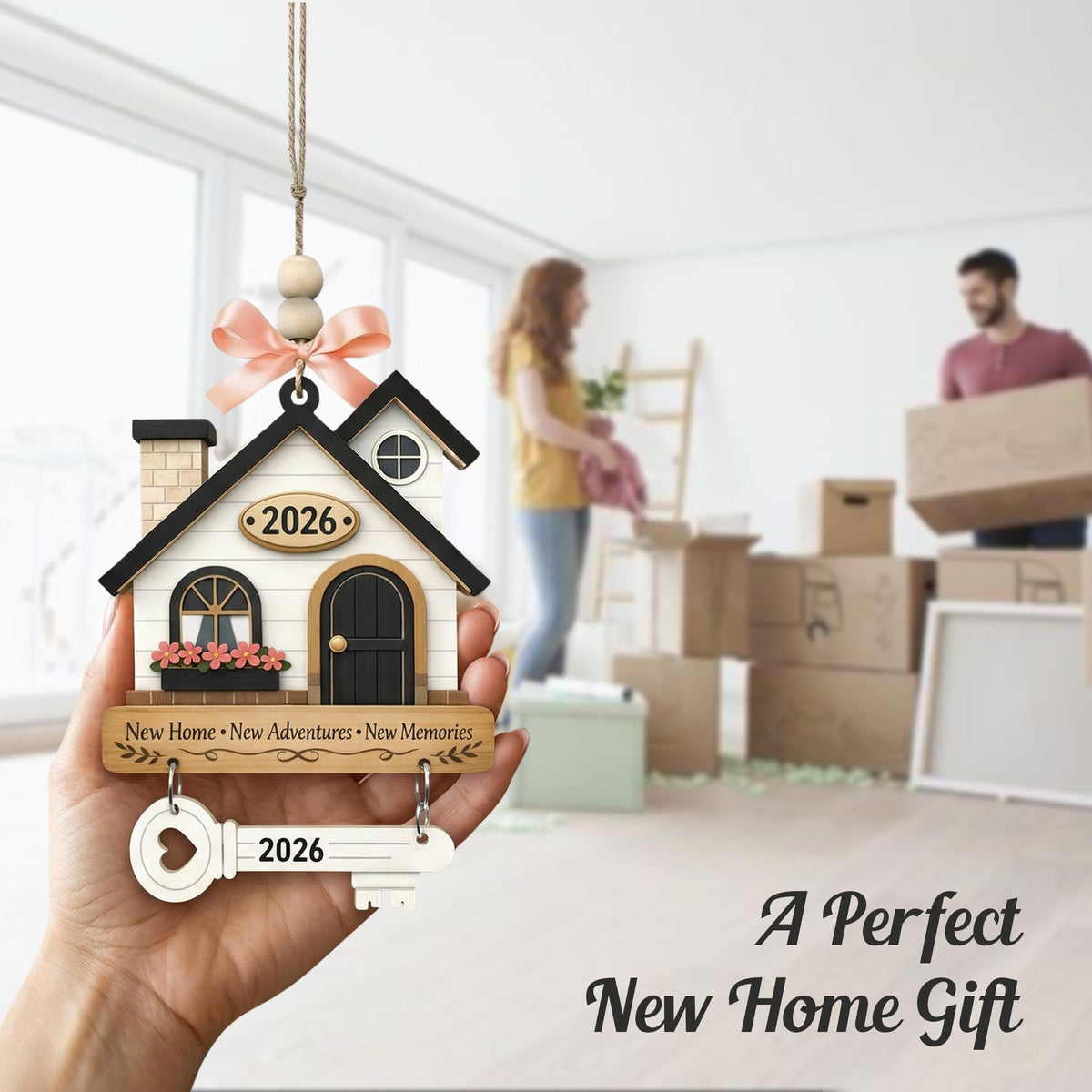 New Home Ornament 2026, New Home Gifts, Housewarming Presents, New House Gift, Welcome Home Gift, First Home Gifts, Home Sweet Home Decor, 4x4 inch (ONM Newhome Eco)