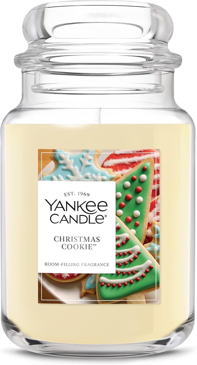 Yankee Candle Large Jar Scented Candle with up to 150 Hour Burn Time, Premium Plant Wax Blend for Cleaner Consistent Burn and Room Filling Fragrance, 22 oz, Christmas Cookie