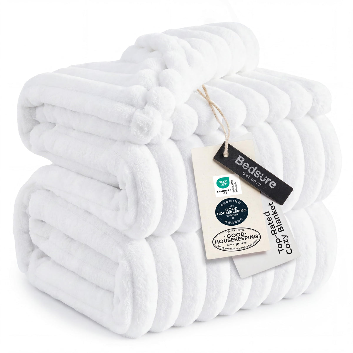 Bedsure Throw Blankets Room Decor - Women Birthday Gift, Soft Fluffy Fleece Cozy Fuzzy Plush Warm White Blanket for Couch Sofa Bed, Bedroom Livingroom Decor, Gifts for Friends, 50x60