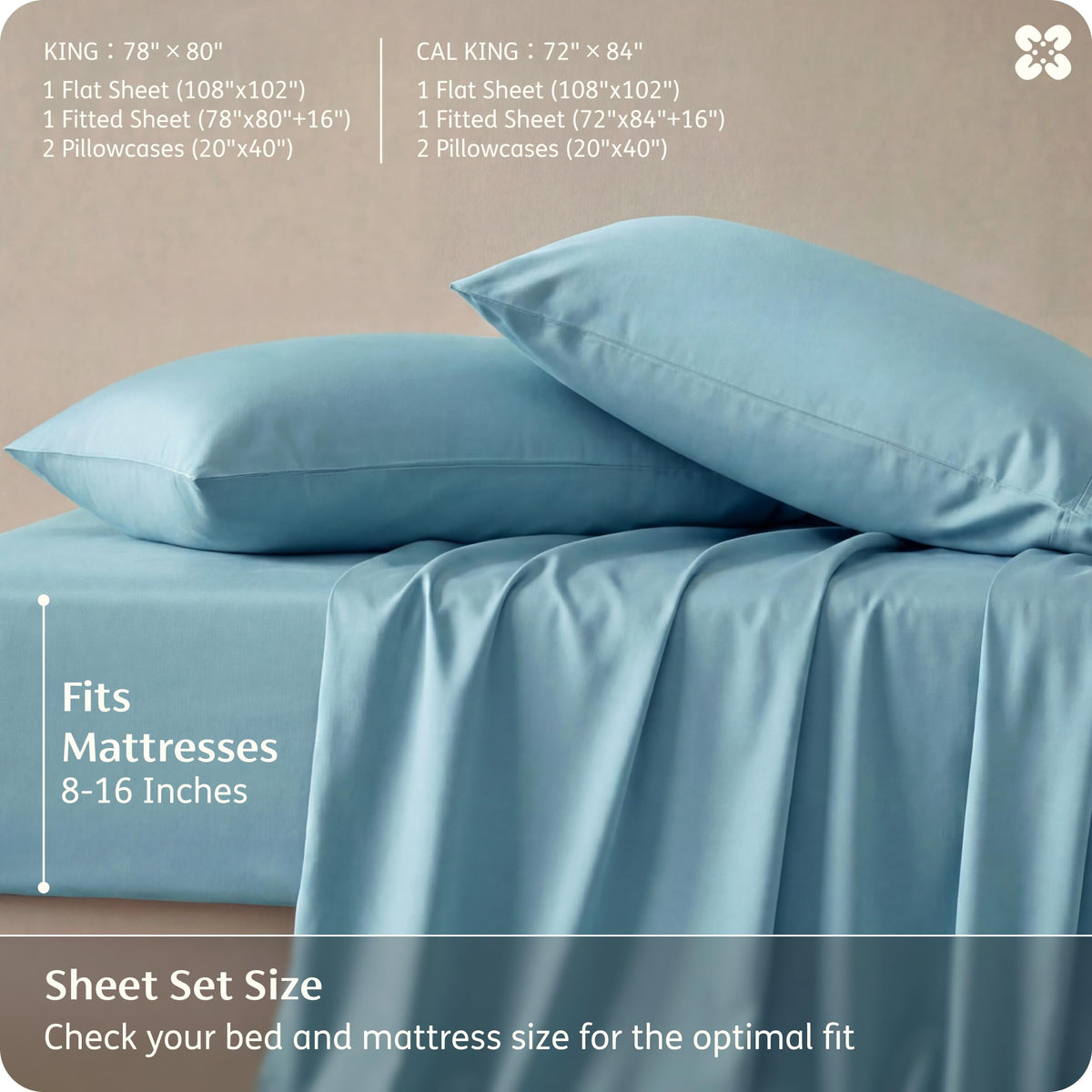 Bedsure Sheet Queen Size - 4 Piece 100% Bamboo Rayon Sheet Set Dark Grey