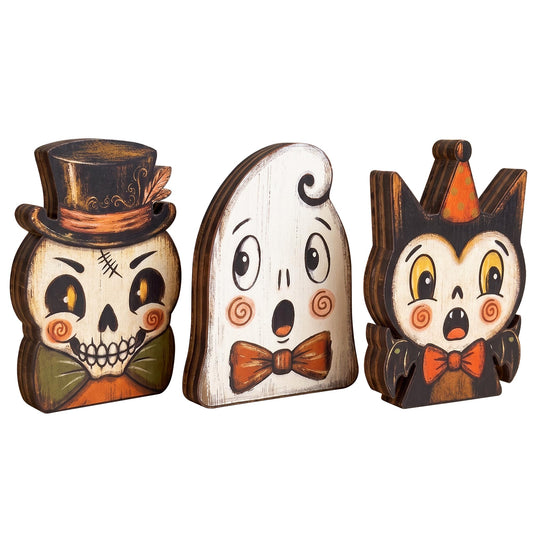 Wooden Vintage Halloween Decor Retro 90s Halloween Decorations 5 Characters