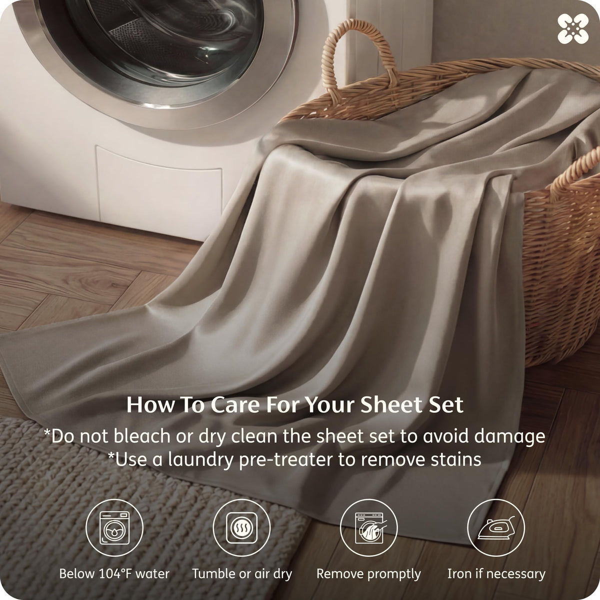 Bedsure Sheet Queen Size - 4 Piece 100% Bamboo Rayon Sheet Set Dark Grey
