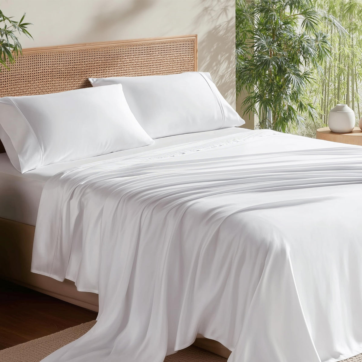 Bedsure Sheet Queen Size - 4 Piece 100% Bamboo Rayon Sheet Set Dark Grey