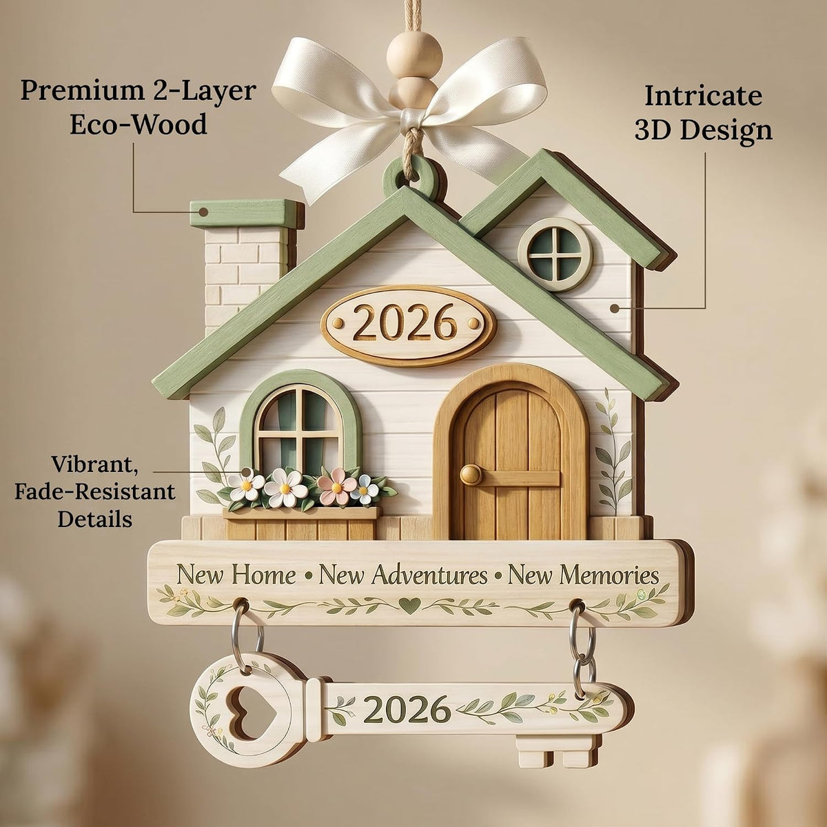New Home Ornament 2026, New Home Gifts, Housewarming Presents, New House Gift, Welcome Home Gift, First Home Gifts, Home Sweet Home Decor, 4x4 inch (ONM Newhome Eco)