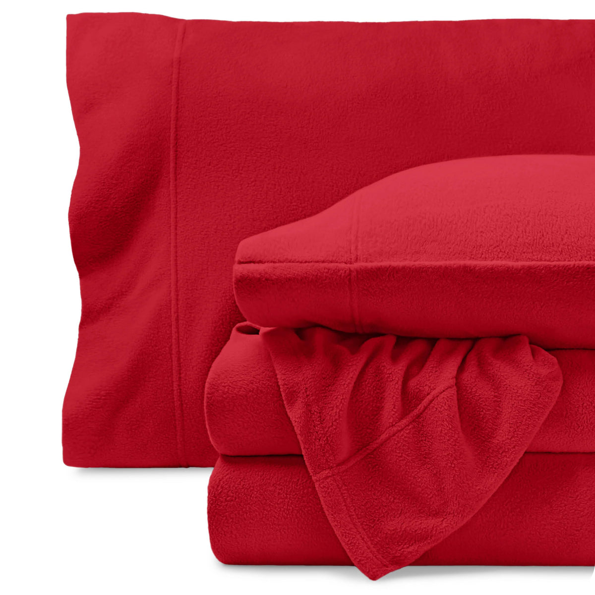 Bare Home Super Soft Fleece Sheet Set (Full, Red)