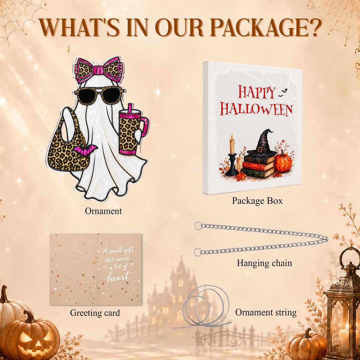 Boo Basket Stuffers for Women, Ghost Pumpkin Ornament
