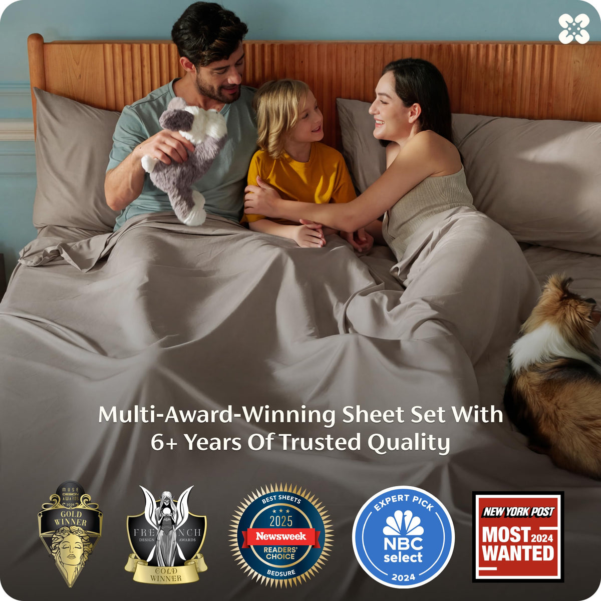 Bedsure Sheet Queen Size - 4 Piece 100% Bamboo Rayon Sheet Set Dark Grey