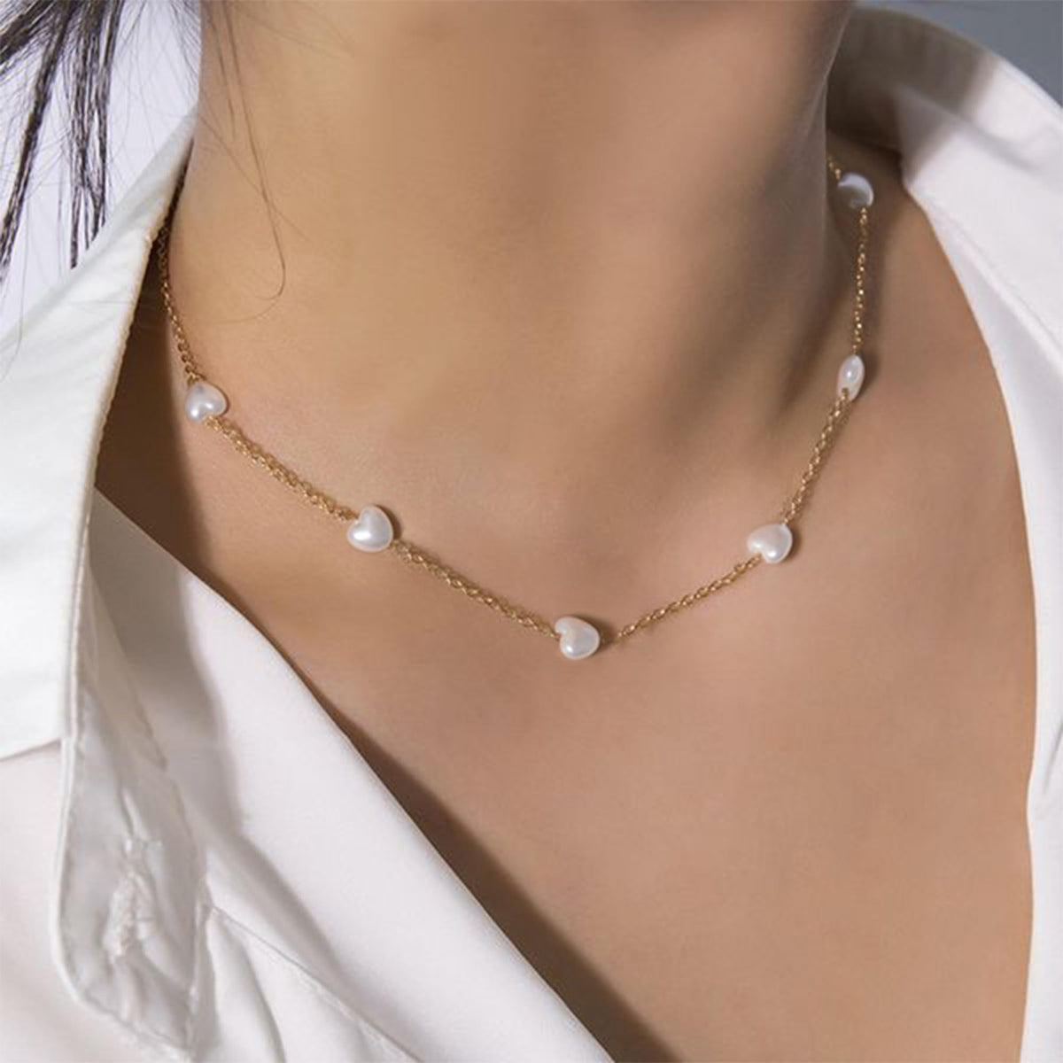 SmileBelle Pearl Necklaces for Women, 18K Gold Choker