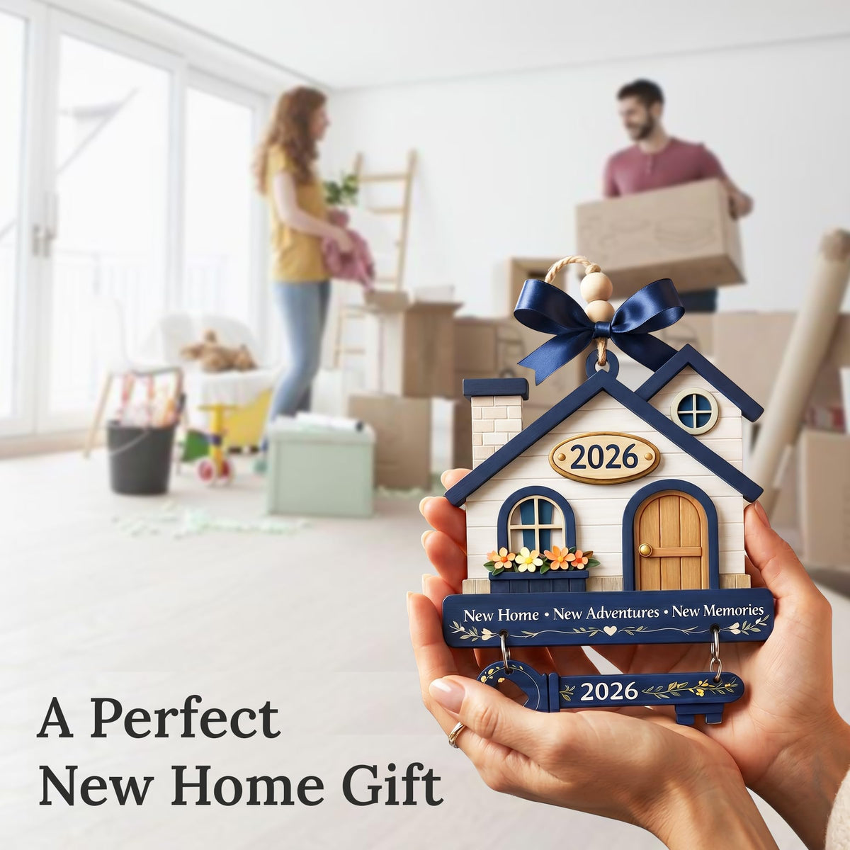 New Home Ornament 2026, New Home Gifts, Housewarming Presents, New House Gift, Welcome Home Gift, First Home Gifts, Home Sweet Home Decor, 4x4 inch (ONM Newhome Eco)