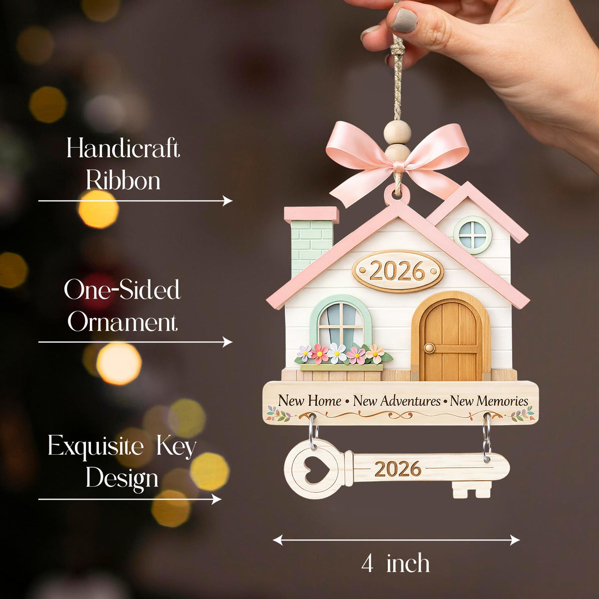 New Home Ornament 2026, New Home Gifts, Housewarming Presents, New House Gift, Welcome Home Gift, First Home Gifts, Home Sweet Home Decor, 4x4 inch (ONM Newhome Eco)