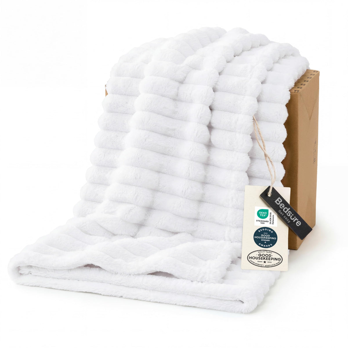 Bedsure Throw Blankets Room Decor - Women Birthday Gift, Soft Fluffy Fleece Cozy Fuzzy Plush Warm White Blanket for Couch Sofa Bed, Bedroom Livingroom Decor, Gifts for Friends, 50x60