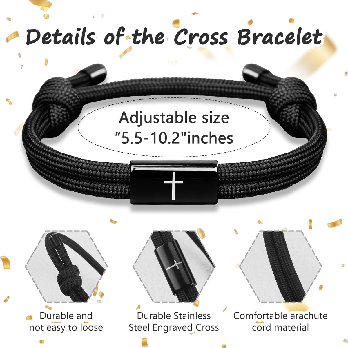 PEALICIOUS Cross Bracelet for Boys, Joshua Birthday Son Gifts for Teens