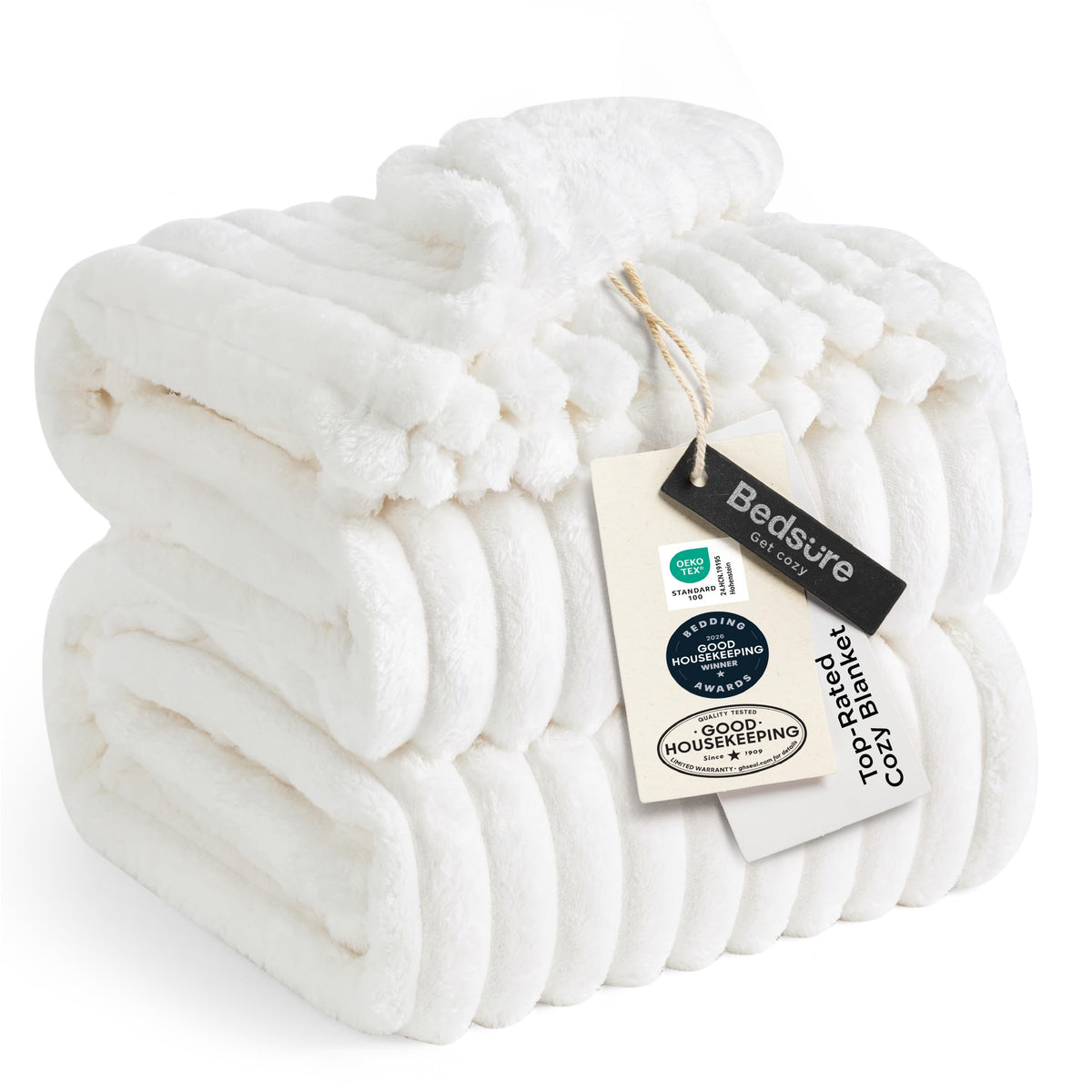 Bedsure Throw Blankets Room Decor - Women Birthday Gift, Soft Fluffy Fleece Cozy Fuzzy Plush Warm White Blanket for Couch Sofa Bed, Bedroom Livingroom Decor, Gifts for Friends, 50x60