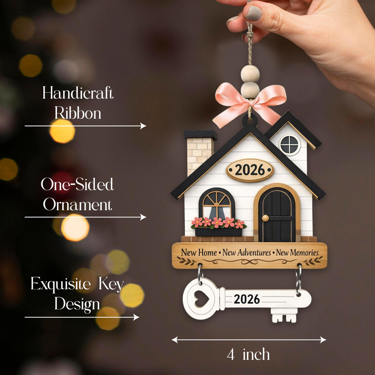 New Home Ornament 2026, New Home Gifts, Housewarming Presents, New House Gift, Welcome Home Gift, First Home Gifts, Home Sweet Home Decor, 4x4 inch (ONM Newhome Eco)
