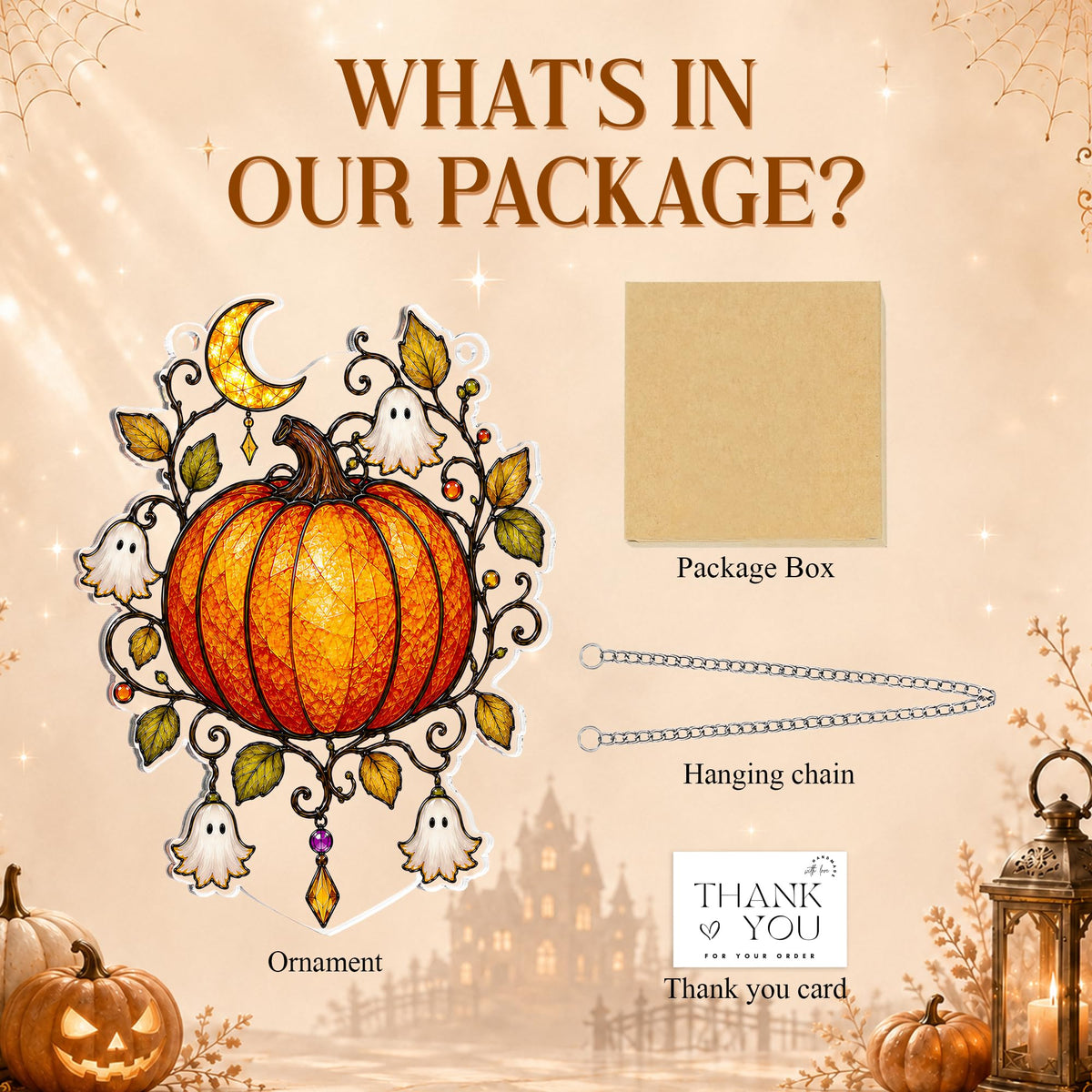 Boo Basket Stuffers for Women, Ghost Pumpkin Ornament