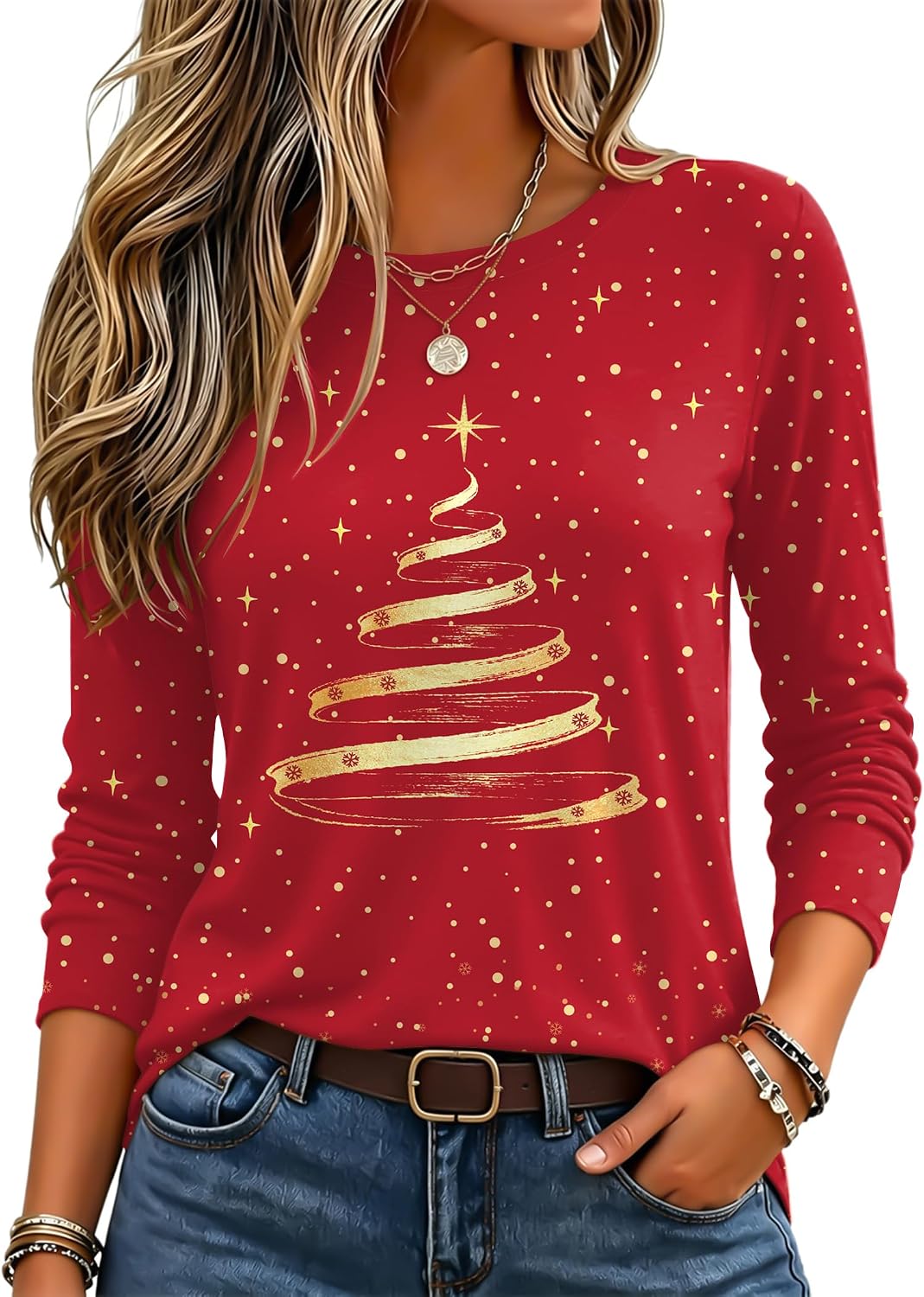 Zeagoo Women's Casual Shirts Long Sleeve Tops Crewneck Tshirts Fall Clothes