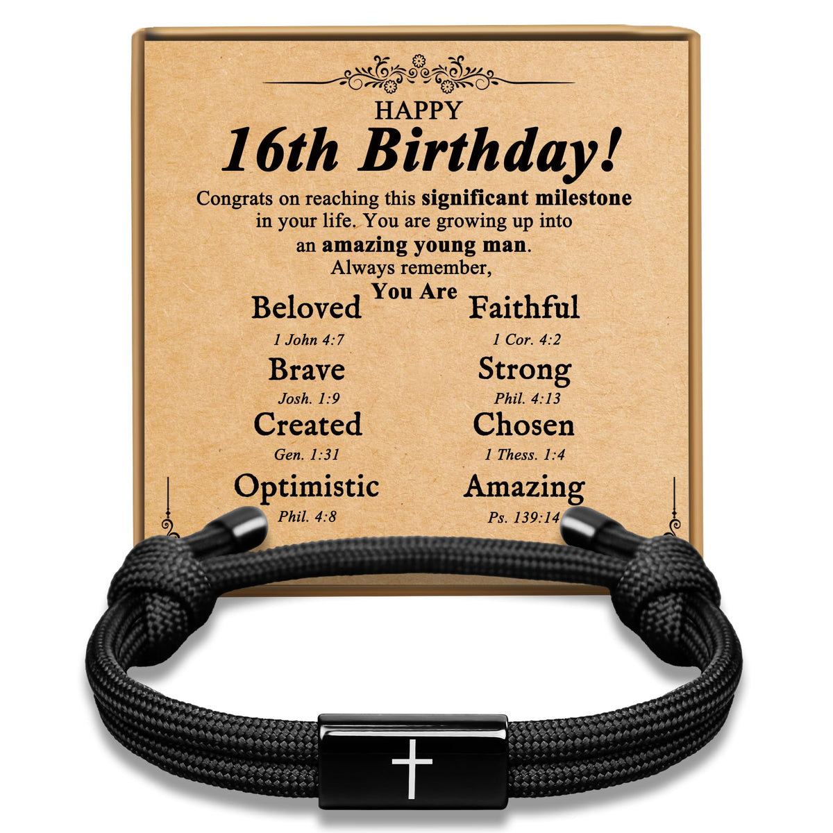 PEALICIOUS Cross Bracelet for Boys, Joshua Birthday Son Gifts for Teens