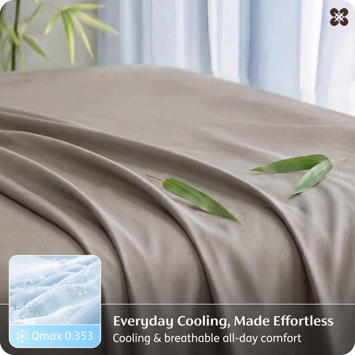 Bedsure Sheet Queen Size - 4 Piece 100% Bamboo Rayon Sheet Set Dark Grey
