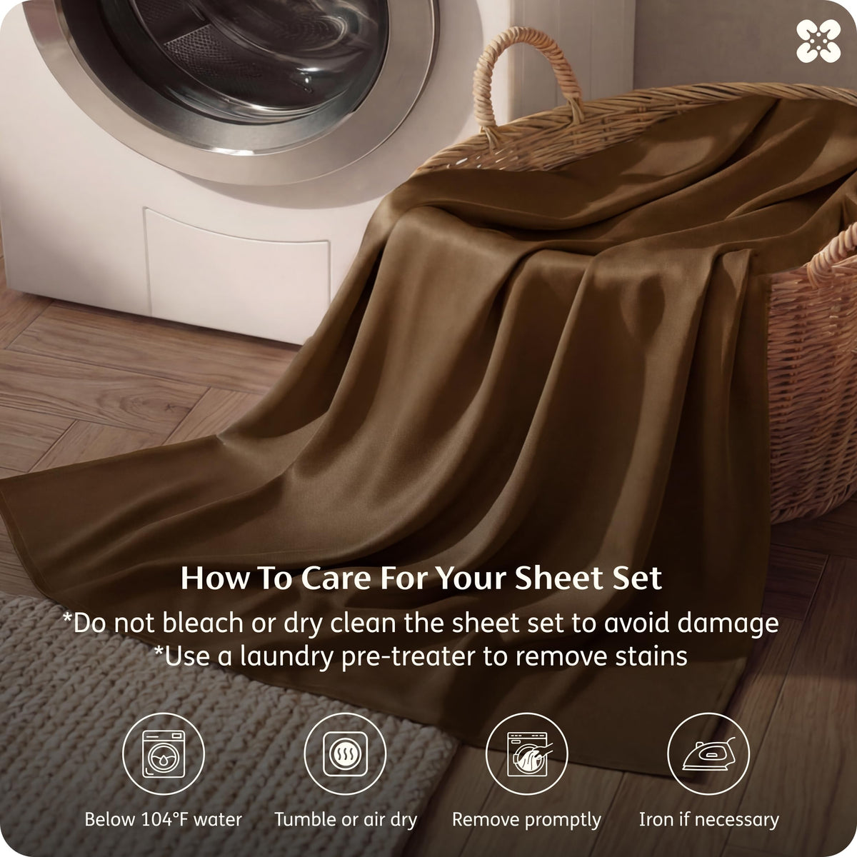 Bedsure Sheet Queen Size - 4 Piece 100% Bamboo Rayon Sheet Set Dark Grey