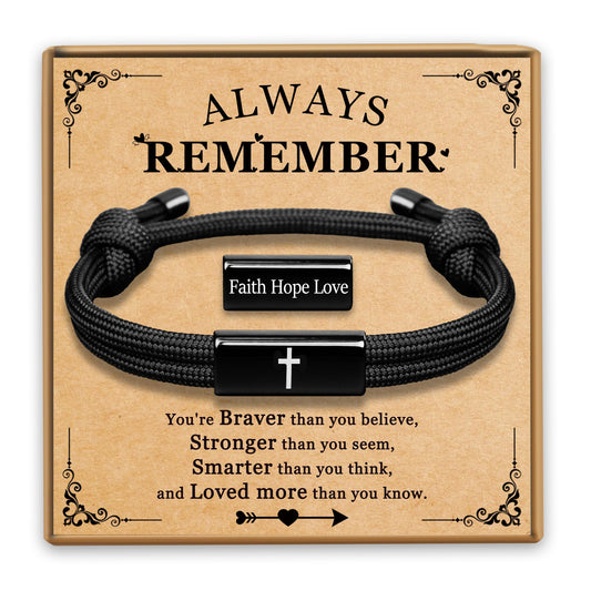 PEALICIOUS Cross Bracelet for Boys, Joshua Birthday Son Gifts for Teens