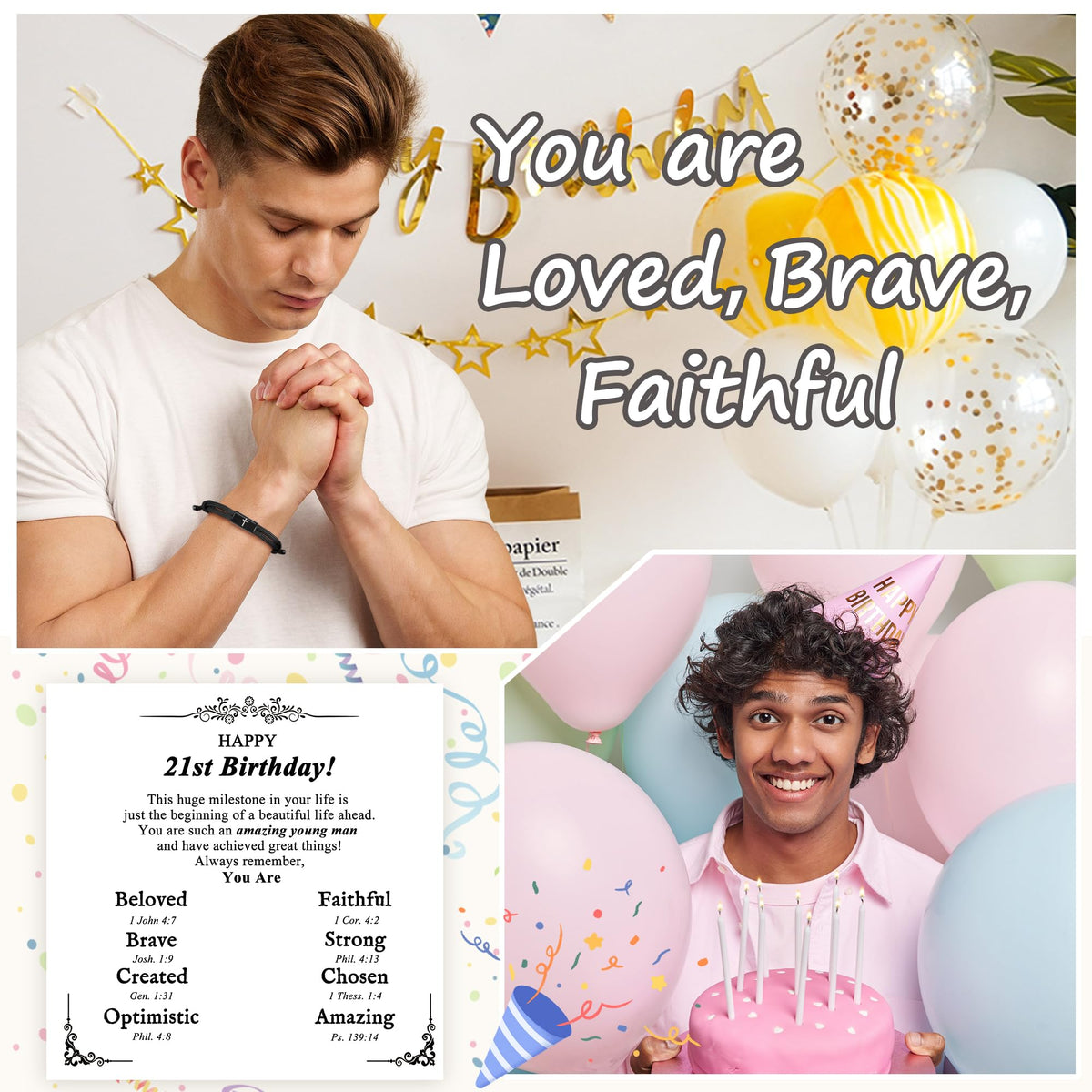 PEALICIOUS Cross Bracelet for Boys, Joshua Birthday Son Gifts for Teens
