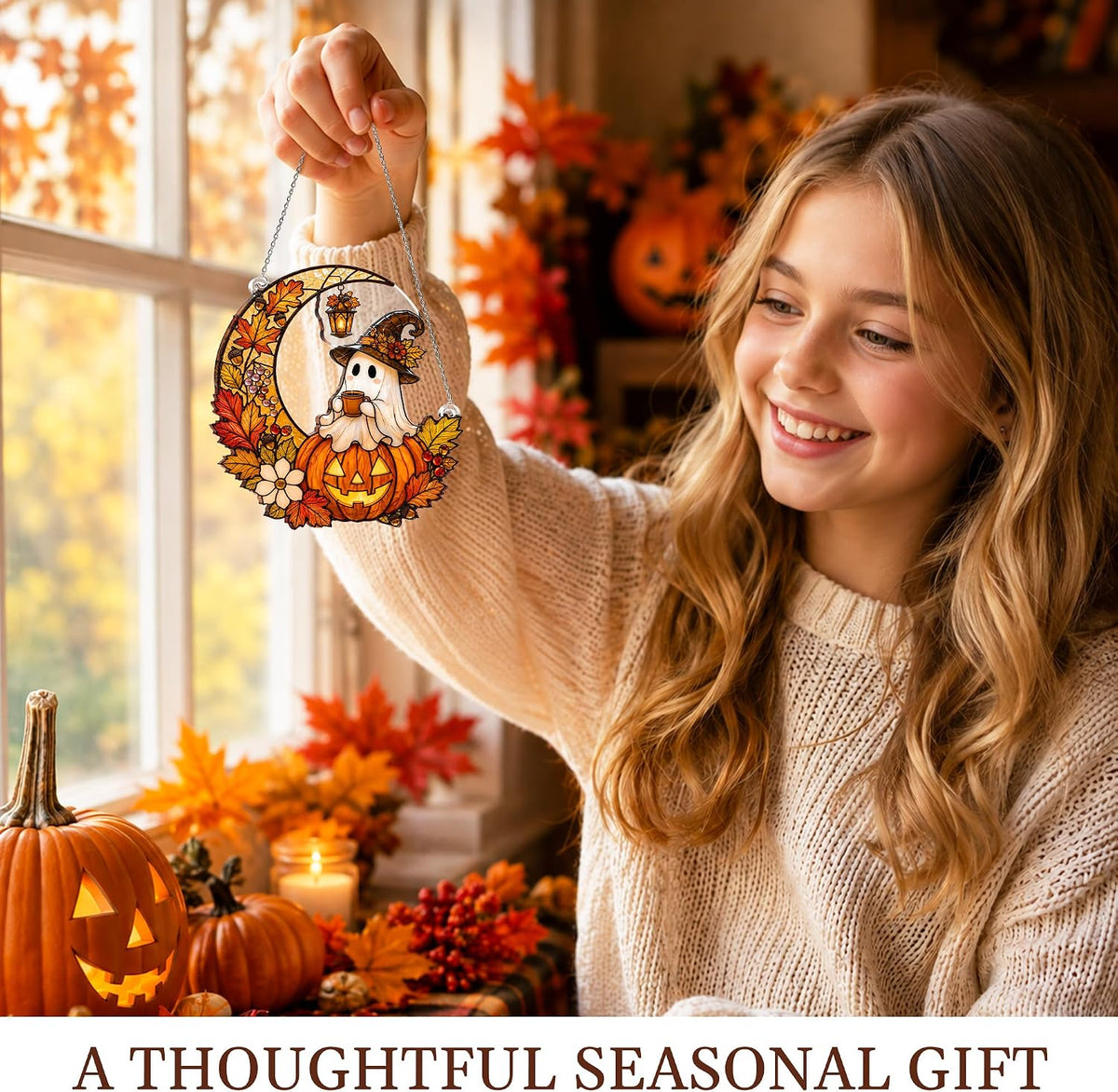 Boo Basket Stuffers for Women, Ghost Pumpkin Ornament