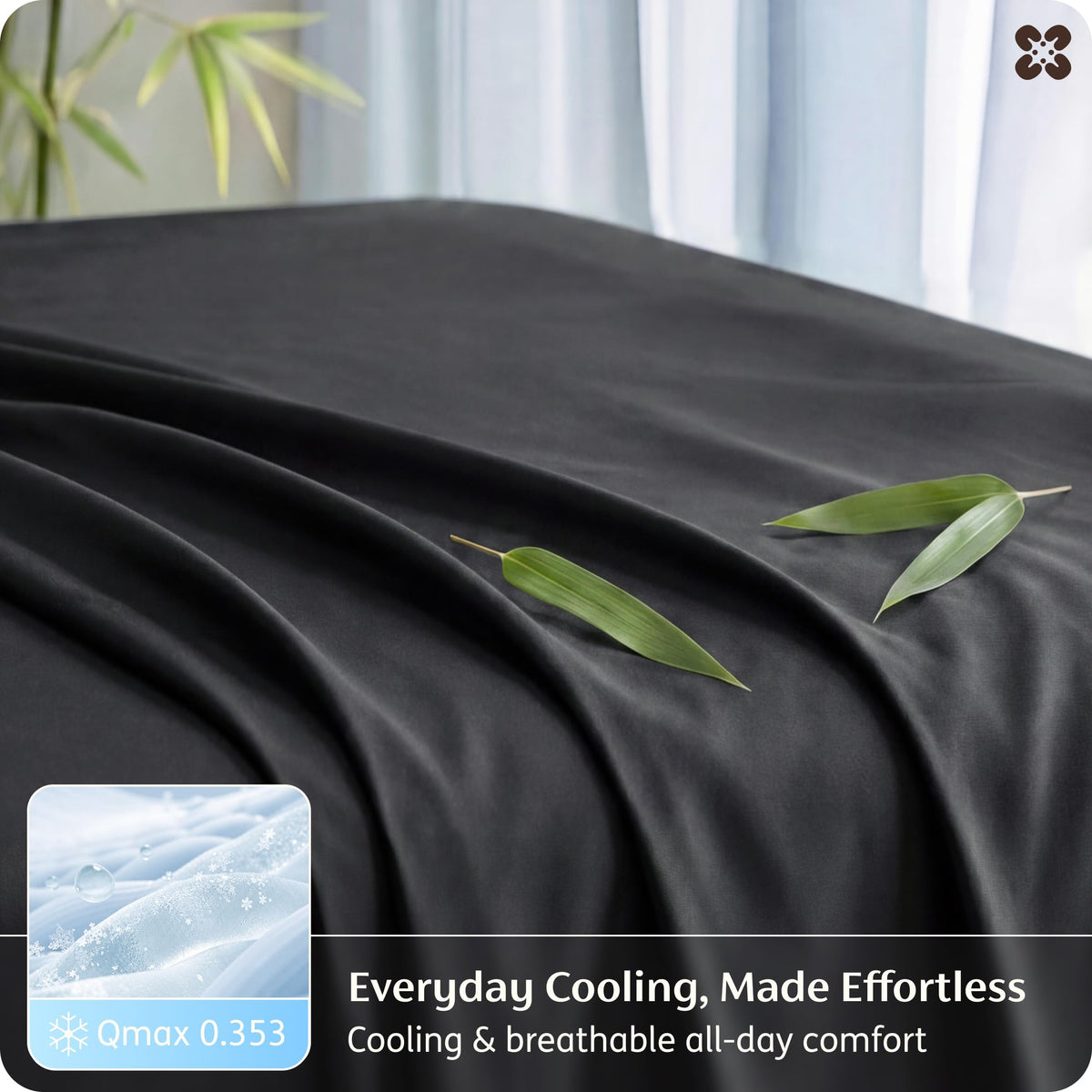Bedsure Sheet Queen Size - 4 Piece 100% Bamboo Rayon Sheet Set Dark Grey