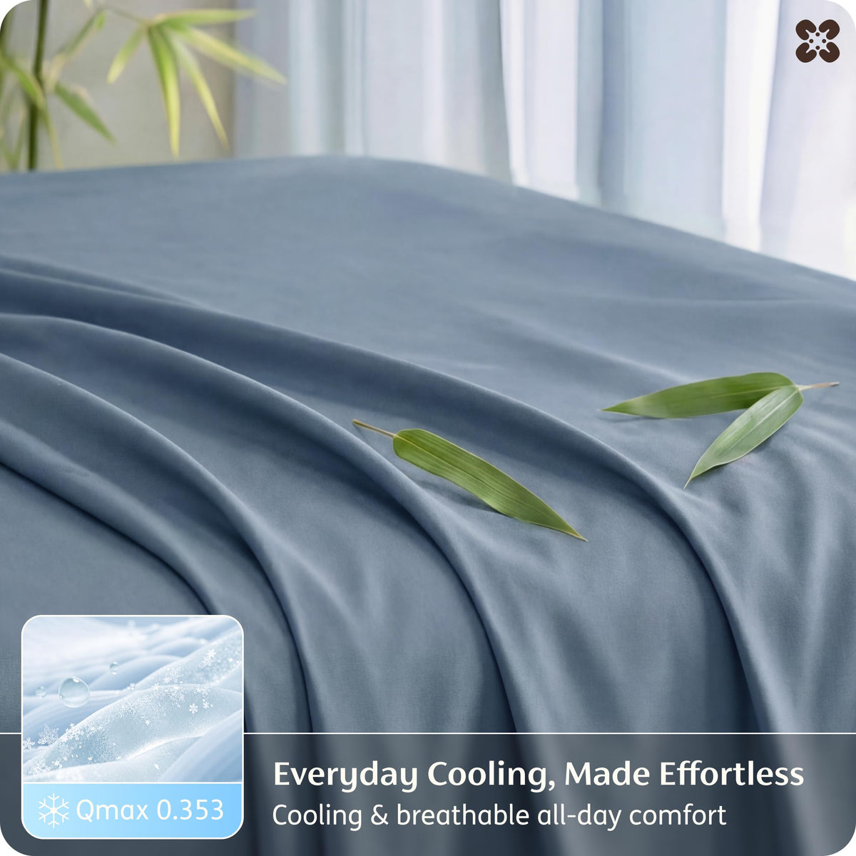 Bedsure Sheet Queen Size - 4 Piece 100% Bamboo Rayon Sheet Set Dark Grey