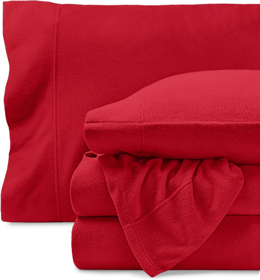 Bare Home Super Soft Fleece Sheet Set (Full, Red)