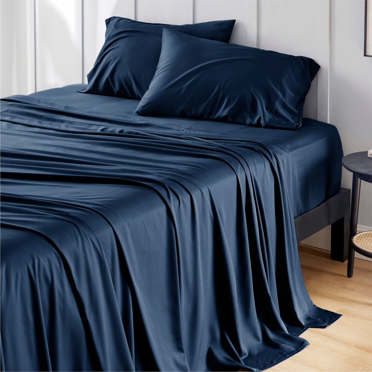 Bedsure Sheet Queen Size - 4 Piece 100% Bamboo Rayon Sheet Set Dark Grey