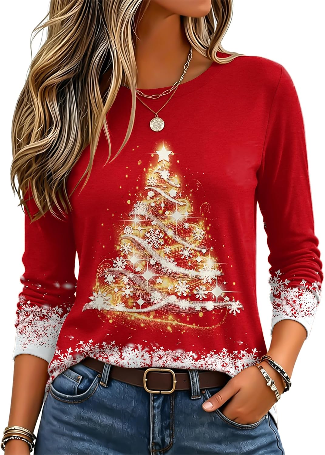 Zeagoo Women's Casual Shirts Long Sleeve Tops Crewneck Tshirts Fall Clothes