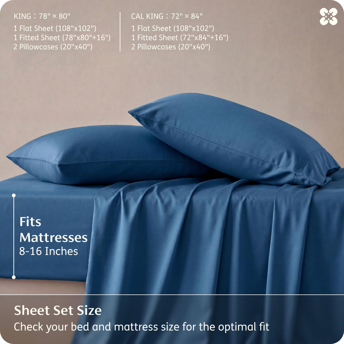 Bedsure Sheet Queen Size - 4 Piece 100% Bamboo Rayon Sheet Set Dark Grey