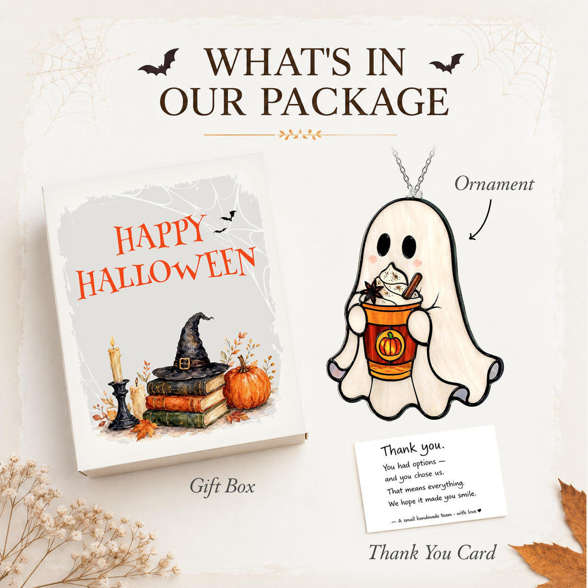 Boo Basket Stuffers for Women, Ghost Pumpkin Ornament