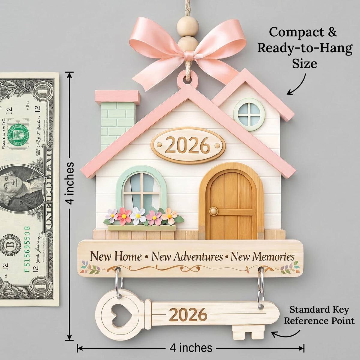 New Home Ornament 2026, New Home Gifts, Housewarming Presents, New House Gift, Welcome Home Gift, First Home Gifts, Home Sweet Home Decor, 4x4 inch (ONM Newhome Eco)